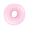 Sweet one pink donut with spotted icing and sprinkles isolated on white background. Vector illustration