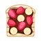 Sweet open sandwich with chocolate spread, strawberry and banana slices.