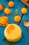 A sweet orange jelly with cumquats and tangerine lobes