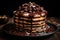 Sweet Pancakes with honey and chocolates. Generate Ai