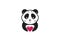 Sweet Panda Logo Symbol Design. Vector Logo Template. A youthful and organic trendy emblem of a cute panda holding a heart in its