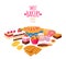 Sweet pastry background. Vector bakery products.