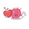 A sweet pathogenic bacteria cartoon character style with a heart