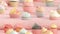 Sweet Pattern. Trendy Sunlight, Summer Pattern of Cakes, Cupcakes on a Pink Background. Minimal Summer Concept. Ai Generated Art