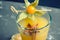 Sweet pineapple cocktail with spices and physalis