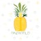 Sweet pineapple fruit. Abstract icon on white backdrop.