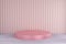 Sweet Pink cylinder podium on soft furry carpet floor with pastel color wall, stage for product, 3d render