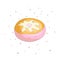 Sweet pink donut cartoon icon with colorful decoration. Vector icon cartooning tasty donut with cream decoration. Sweet