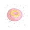 Sweet pink donut cartoon icon with colorful decoration. Vector icon cartooning tasty donut with hole. Sweet pink round