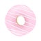 Sweet pink donut with striped icing and sprinkles isolated on white background. Vector illustration