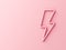 Sweet pink lightning or thunder isolated on pink pastel color wall background