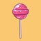 Sweet pink lollypop. Hand drawn vector illustration. Cartoon style