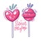 Sweet pink lollypop. Hand drawn vector illustration. Flat cartoon style.