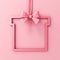 Sweet pink pastel color gift frame concept hanging with pink ribbon bow on pink