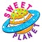 Sweet planet slogan and planet illustration vector.