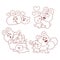 sweet playful friend bunny and kitten sticker set coloring book illustration