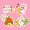 sweet playful friend bunny and kitten sticker set doodle illustration