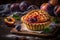 sweet plum mini pie with juicy filling of fresh fragrant fruit