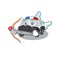 Sweet police car Cupid cartoon design with arrow and wings