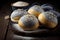 sweet poppy seed buns with glaze and powdered sugar