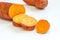 Sweet Potato Isolated on White Light Background, Horizontal