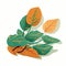 Sweet Potato Leaves Vegetable Cute Playful Flat Icon by Generative AI