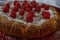 sweet potato and raspberry sponge cake with liquid caramel