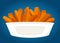 Sweet potato yam wedge fries bowl over blue background food cuisine illustration