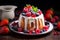 Sweet Pudding cake berries. Generate Ai