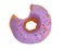 Sweet purple Bitten Donut glazed with blueberry Cream
