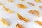 Sweet raw organic dried mango. White background. Isolated