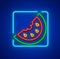 Sweet red watermelon neon icon section