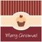Sweet retro christmas card with muffin cupcake