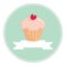 Sweet retro cupcake with heart and place for text