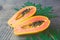 Sweet ripe fresh tropical solo papaya fruit.