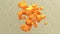 Sweet ripe juicy fresh orange melon galia 3d render animated abstract background, delicious vegetarian honey dew cantaloupe muskme