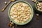 Sweet Roasted Makhana Kheer is an Indian dessert recipe, served in a bowl garnished with dry fruits