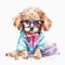 Sweet and Sassy: Poodle Puppy with a Girly Headband and Playful Glasses AI Generated