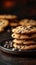 Sweet satisfaction Delicious chocolate chip cookies presented with text space