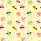 Sweet seamless background with cupcakes