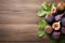 Sweet and Sensational Fresh Figs on Wooden Background with Copy Space. AI Generated