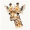 Sweet Serenity: Cute Baby Giraffe Watercolor with Florals, Isolated on White background - Generative AI