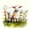 Sweet Sheep Watercolor Illustration: Playful Farm Animal,Springtime and Farm-Themed Designs AI Generated