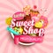 Sweet shop logo, label or emblem.