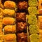 The sweet shop pistachio and walnut baklava and kadayif