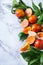 Sweet sicilian blood oranges on a marble table