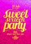 Sweet sixteen party fashion pink poster with gold letters.