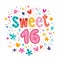 Sweet Sixteen text decorative retro typography lettering