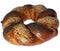 Sweet Slavic bun made in the form of a ring, and called Kalach, on a white background in isolation
