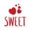 Sweet slogan text and red hearts design for fashion graphics, t shirt prints, cards, posters